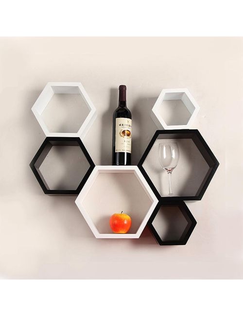 Wood World Home Decor Hexagon Shape Storage Wall Shelves Set 6 Rw Hx6blwh 1517398009 Jpg