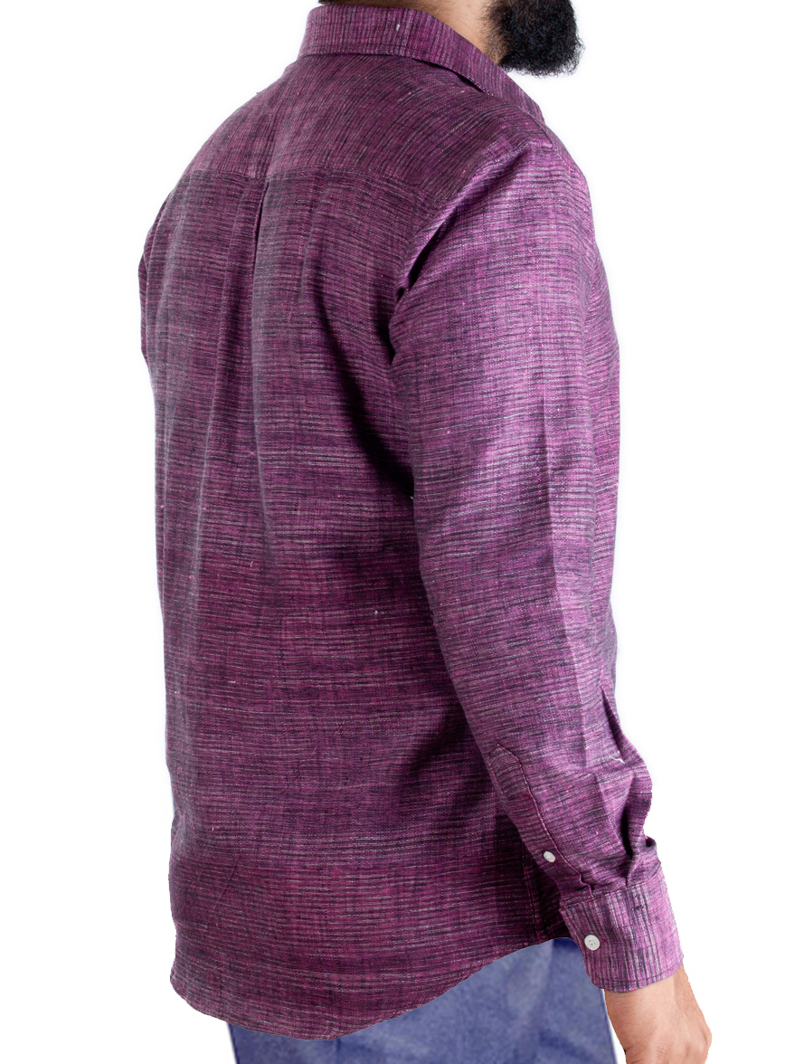 100 Cotton Handmade Khadi Shirt Long Sleeve Purple Mix Shirt Slim Fit