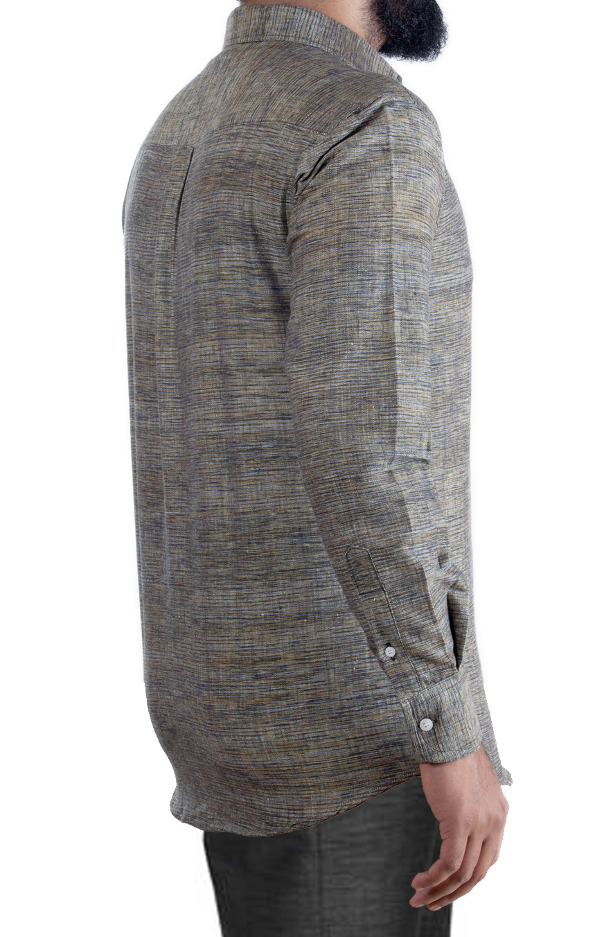 100 Cotton Handmade Khadi Shirt Long Sleeve Gray Mix Shirt Slim Fit