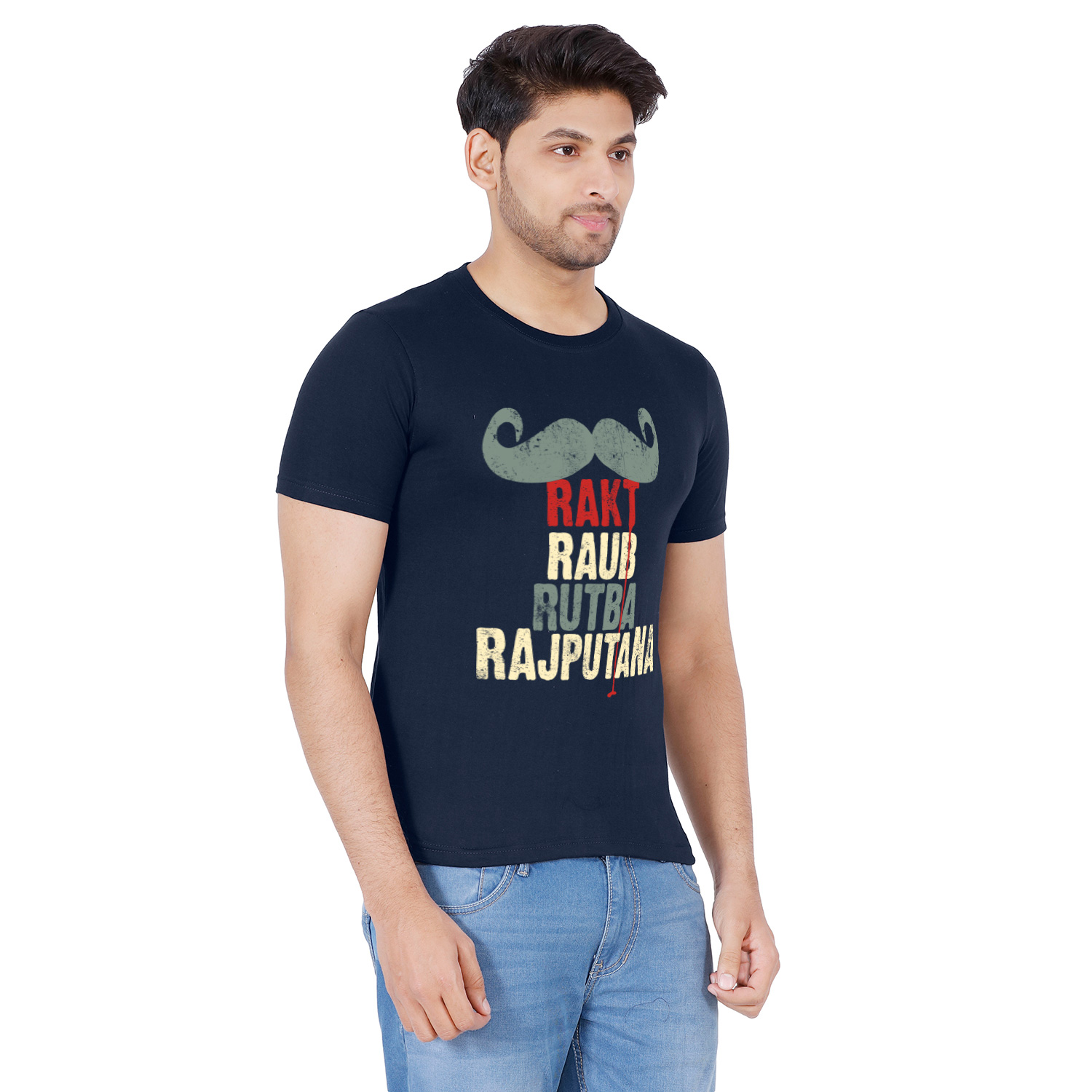 Rajputana - Tshirtwala Men's round neck navy blue t-shirt