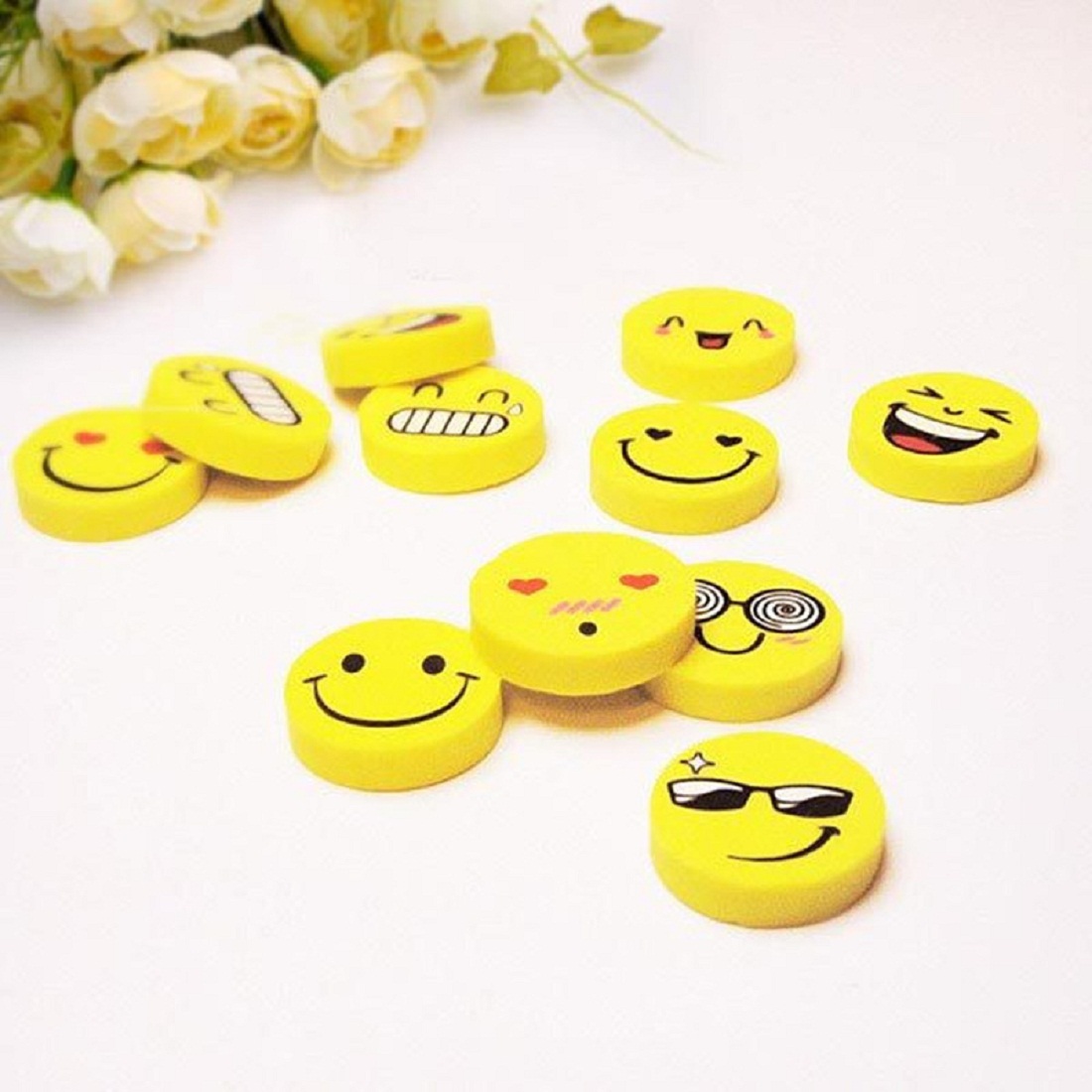 RIANZ Emoji Smile Erasers Fancy Eraser Rubber Assorted Style Student