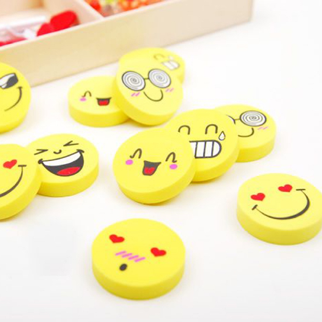 RIANZ Emoji Smile Erasers Fancy Eraser Rubber Assorted Style Student