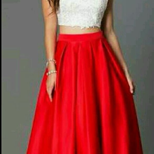 Buy White And Red Crop Top Long Skirt at Lowest Price ...