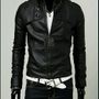 Italiano TUCCI Vintage Slim Fit Padding Style Designer Men's Semi Leather Jacket Black P04