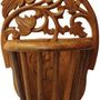 Onlineshoppee Beautiful Wooden Antique Hand Carved Wall Hanging Flower Wooden 10 Inch Vase