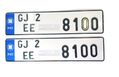 Pradeep Bike| Aluminium Fancy four Wheeler Number Plates with Printed and Embossed Number(Standard, White_Blue Stripe logo)pb_car03fancy.Front and Back