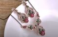 Jz Statement Vintage Necklace Earring Set with Red Rhinestone Crystal For Women