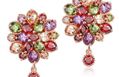 Jewels Galaxy Crystal Elements Multicolor 18K Rose Gold Floral Designed Earrings For Women/Girls