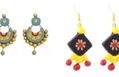 Elegance & U Combo of 2 Pairs Earrings – Terracotta, Ceramic Drops & Danglers