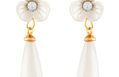 Asmitta Fancy Flower Shape Gold Plated White Stone Earrings For Women