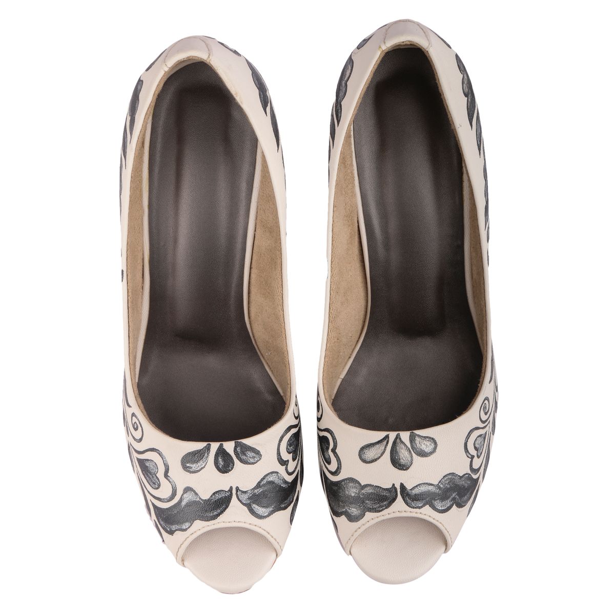 Buy Wearmates Pearl Black Allover Peeptoe Designer Heels Shoes at 20% ...