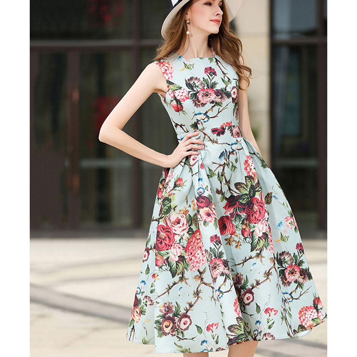 Buy A Line Print Floral O Neck Beautiful at Lowest Price ...