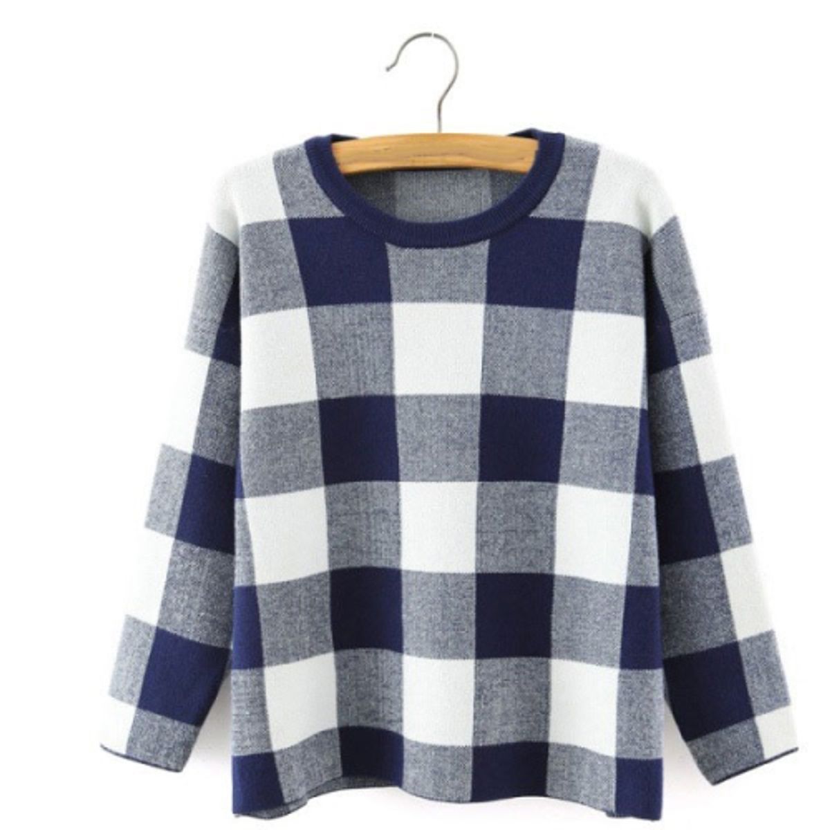 plaid long sleeve sweater