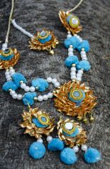 Handcrafted Gota Patti Light Blue Jewellery for Haldi/ Mehendi