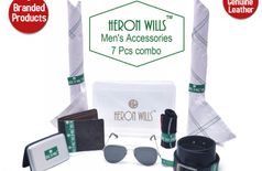 Heron Wills 100% Genuine Leather Luxury 7pcs Men Accessories Combo