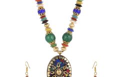 Navya Collection Multi Colour Fashionable Ethnic Style Necklace With Earrings
