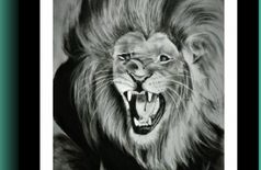 charcoal portrait of lion