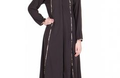 Winter Special Thick Fabric Dark Grey Piping Abaya