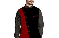 R.J. Fusion & Threads Red and Black Formal/Casual Waistcoat