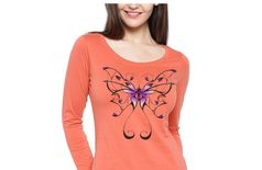 Lime Printed Round T Shirts For Women Lady-Peachprinted-23