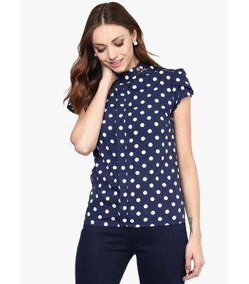 Buy THE BEBO BLUE POLKA DOTS PURE CREPE TOP at Lowest Price ...