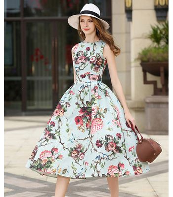 Buy A Line Print Floral O Neck Beautiful at Lowest Price ...