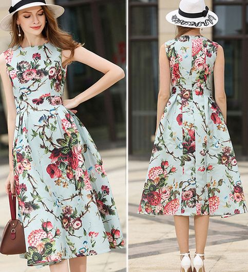 Buy A Line Print Floral O Neck Beautiful at Lowest Price ...