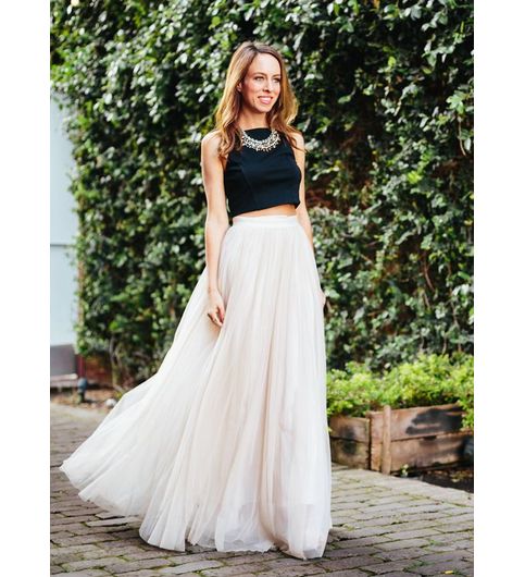 Buy White long skirt with black crop top at Lowest Price ...