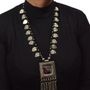 German silver tribal ethnic glass tassel pendant thread necklace