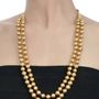 Fabstreet Golden Dholki Beads Necklace With Maroon Adjustable Thread Dori