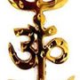 SUNCITY BRASS Tri shakti Yantra (Swastik Om Trishul Symbol) SMALL SIZE Showpiece - 8.5 cm (Brass, Gold)