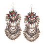 Double Designer Multicolor Earings Divamm Fashion Oxidized Afghani Tribal Dangler Hook Chandbali Earrings