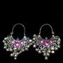 Pink Stone SmallChandbali Divamm Fashion Oxidized Afghani Tribal Dangler Hook Chandbali Earrings