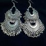 Silver Double Chandbali Divamm Fashion Oxidized Silver Afghani Tribal Dangler Hook Chandbali Earrings