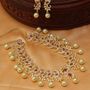 Designer gold plated CZ peacock necklace set