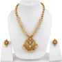 Penny Jewels Enameled White Pearls Tone Contemporary Fashion Designer Necklace Set & Earring For Women & Girls