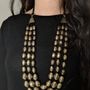 Indian jewelry, German silver multistrand necklace, Dholki necklace in Golden tone, traditional jewelry