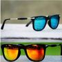 Skygge Original combo of Unisex Wayfarers Mirrored Blue and Orange Colour Sunglasses with Black Frame HD Vision